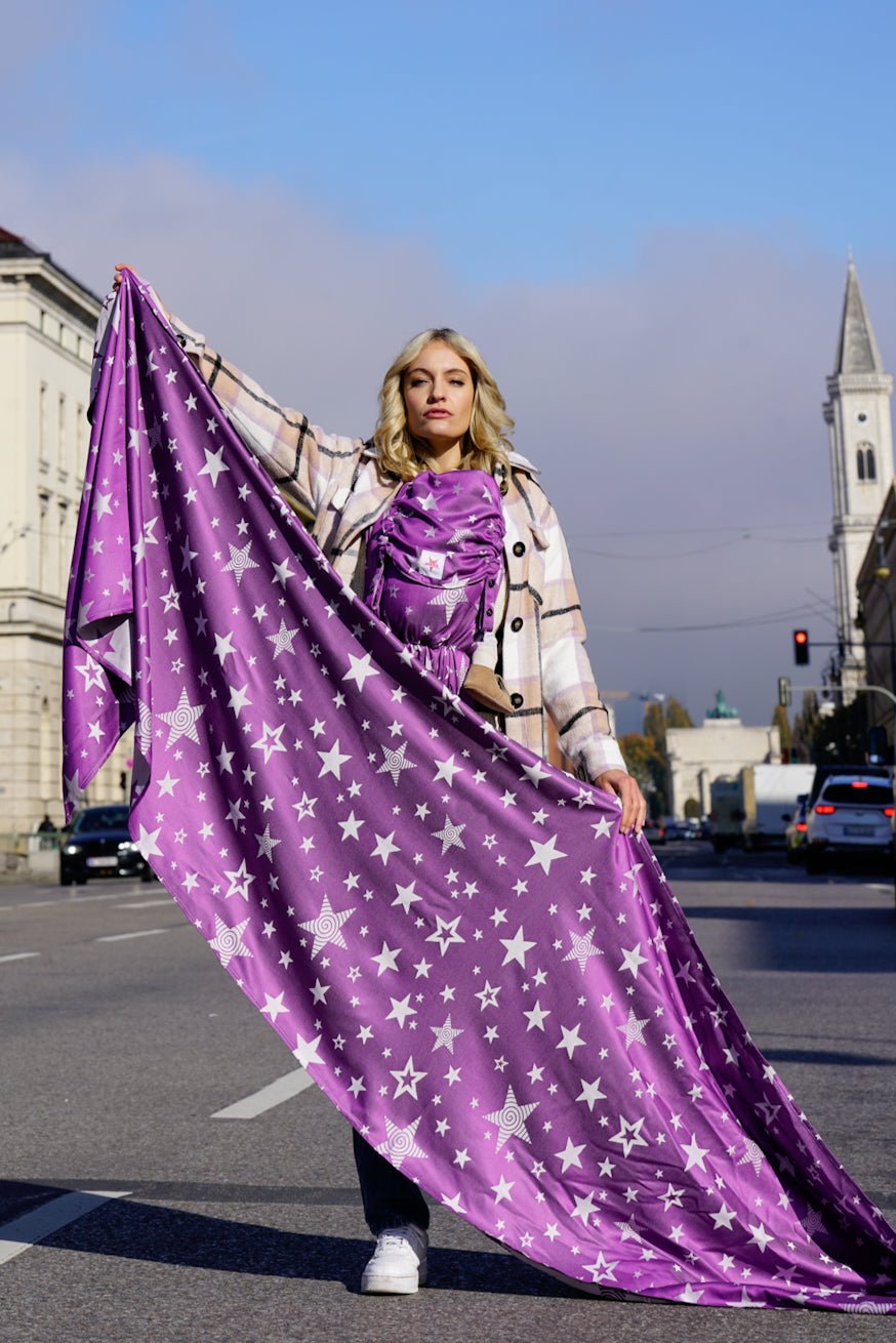 Fular portabebé Estrellas de lluvia moradas KOKADI